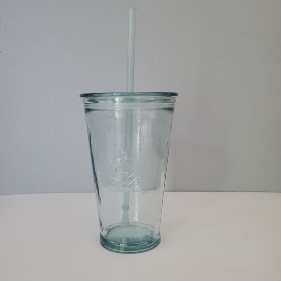 Teavana Recycled Drinking Glass Tumbler Cold Cup with Straw Spain - Picture 9 of 9